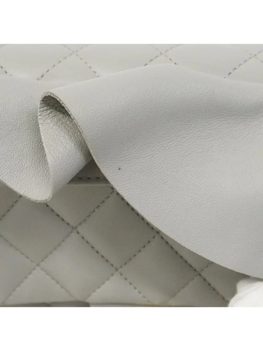 Chanel Shoulder Bag Quilted Lambskin Gray Champagne Gold